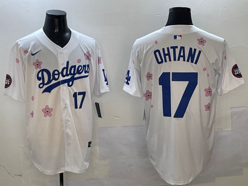 Men Los Angeles Dodgers #17 Ohtani White Sakura Edition 2025 Nike MLB Jersey style 7->los angeles dodgers->MLB Jersey